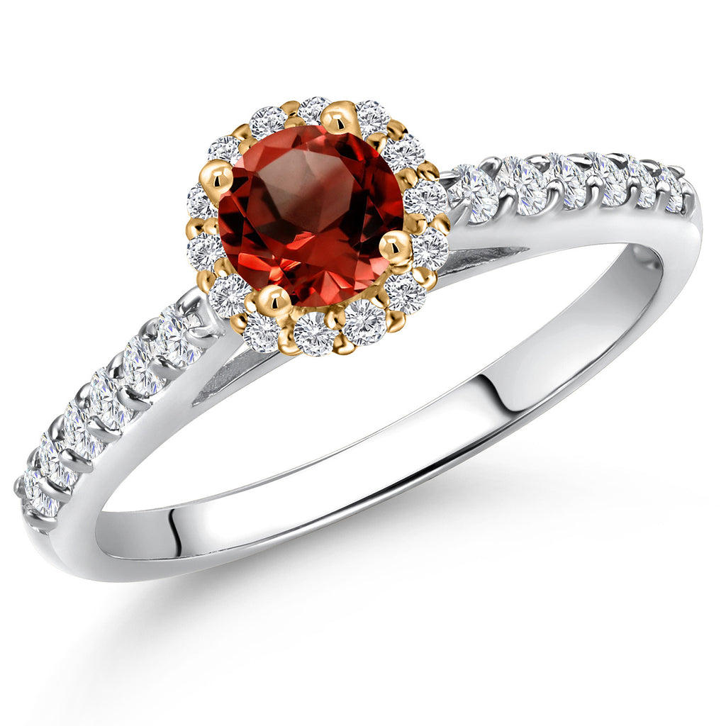 Garnet - January_8_Ring in 10K Two Tone Gold