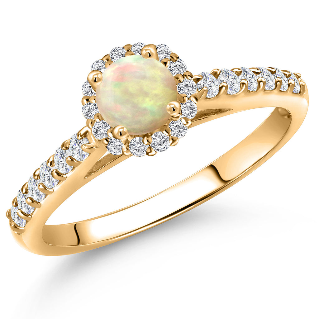 Ethiopian Opal-Cabochon - October_9_Ring in 10K Yellow Gold