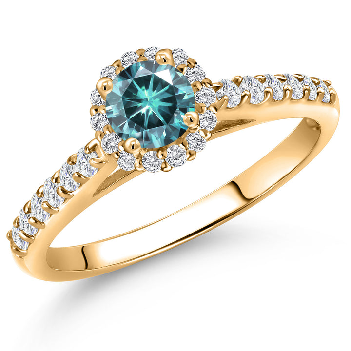 Blue Moissanite - April_5_Ring in 10K Yellow Gold