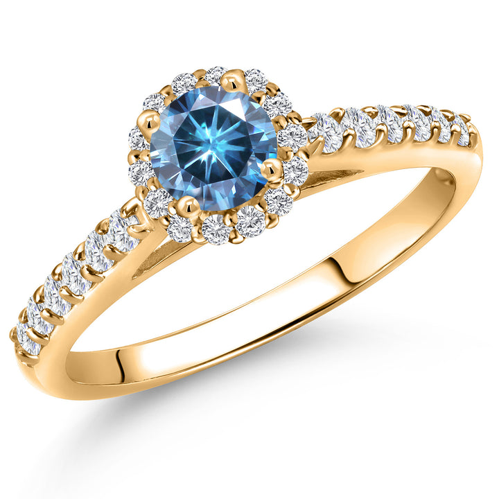 Persian Blue Moissanite - April_5_Ring in 10K Yellow Gold