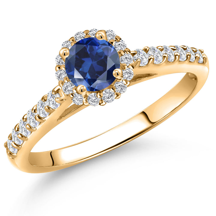 Blue Created Sapphire - September_5_Ring in 10K Yellow Gold