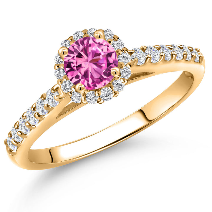 Pink Created Sapphire - September_5_Ring in 10K Yellow Gold