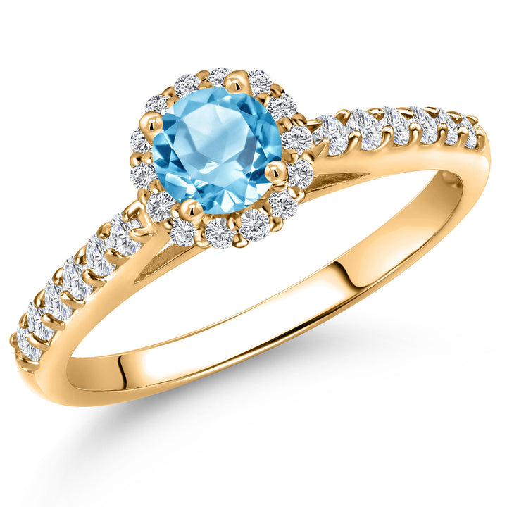 Swiss Blue Topaz - November_5_Ring in 10K Yellow Gold