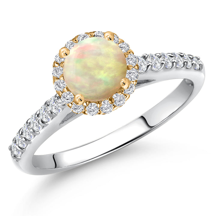 Ethiopian Opal-Cabochon - October_5_Ring in 10K Two Tone Gold