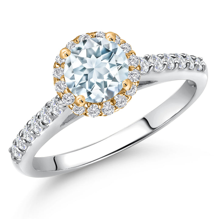 Aquamarine - March_5_Ring in 10K Two Tone Gold