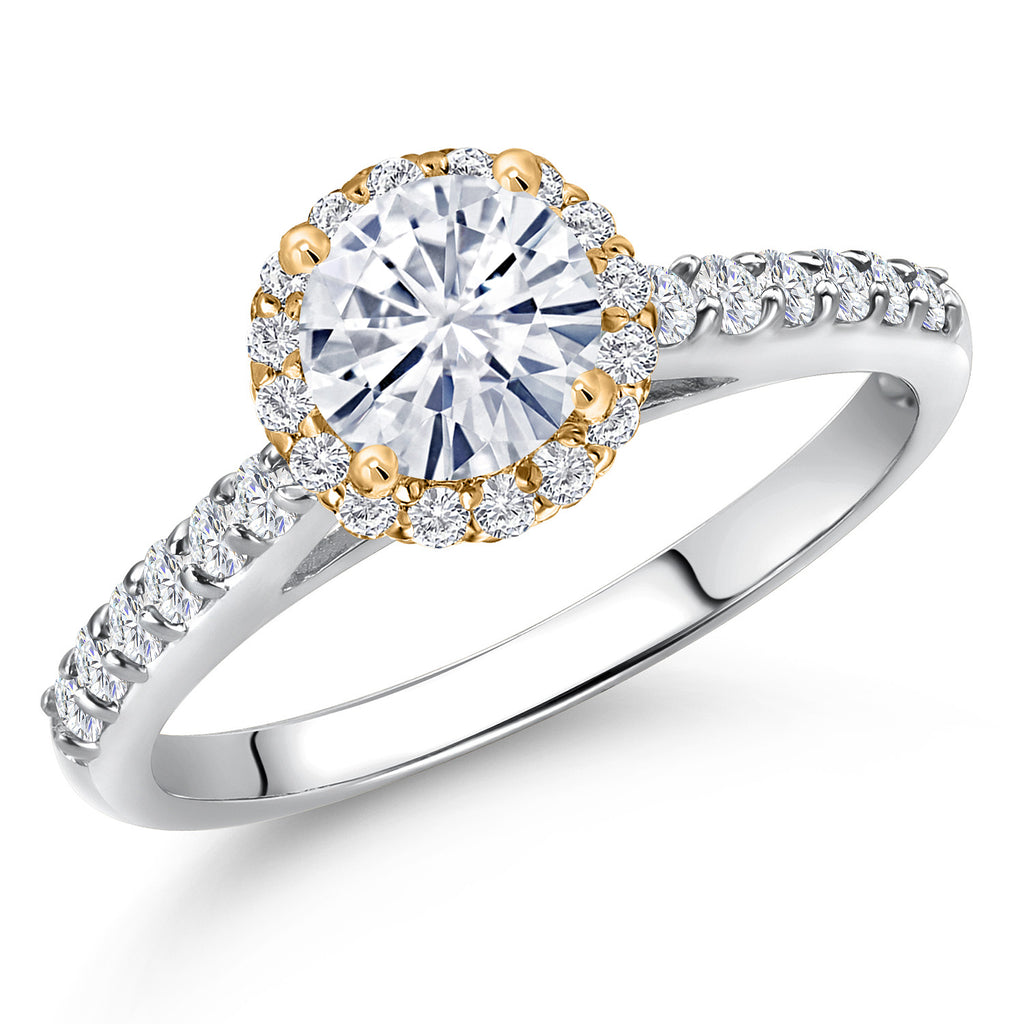 White Moissanite - April_7_Ring in 10K Two Tone Gold