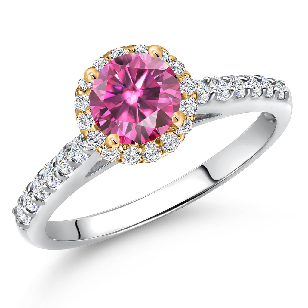 Pink Moissanite - April_6_Ring in 10K Two Tone Gold