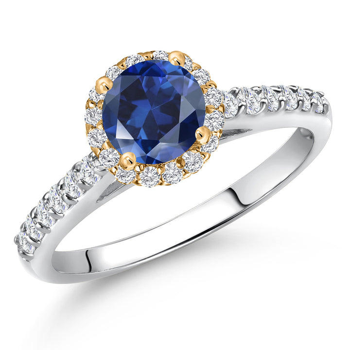 Blue Created Sapphire - September_5_Ring in 10K Two Tone Gold