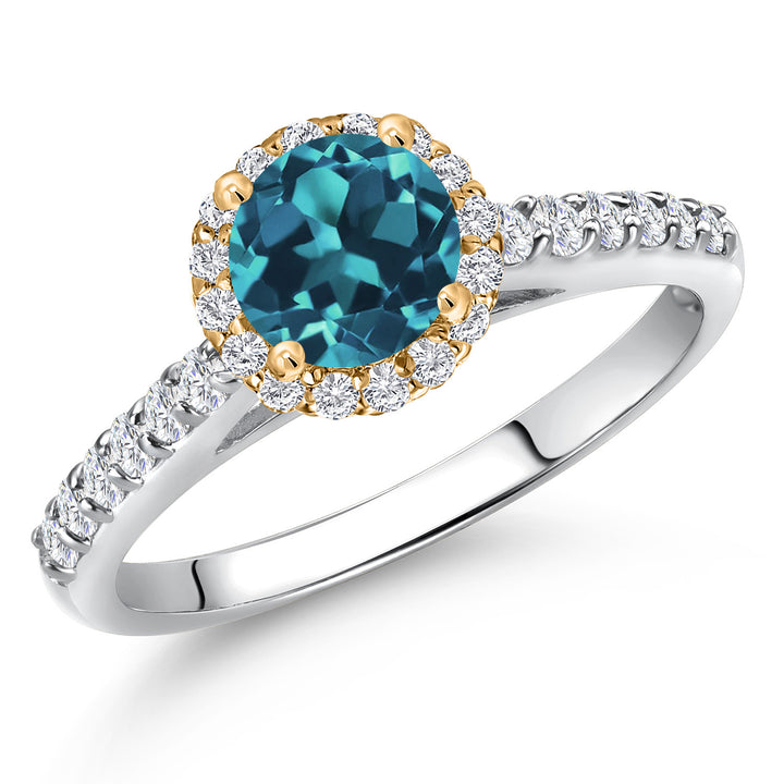 London Blue Topaz - November_5_Ring in 10K Two Tone Gold