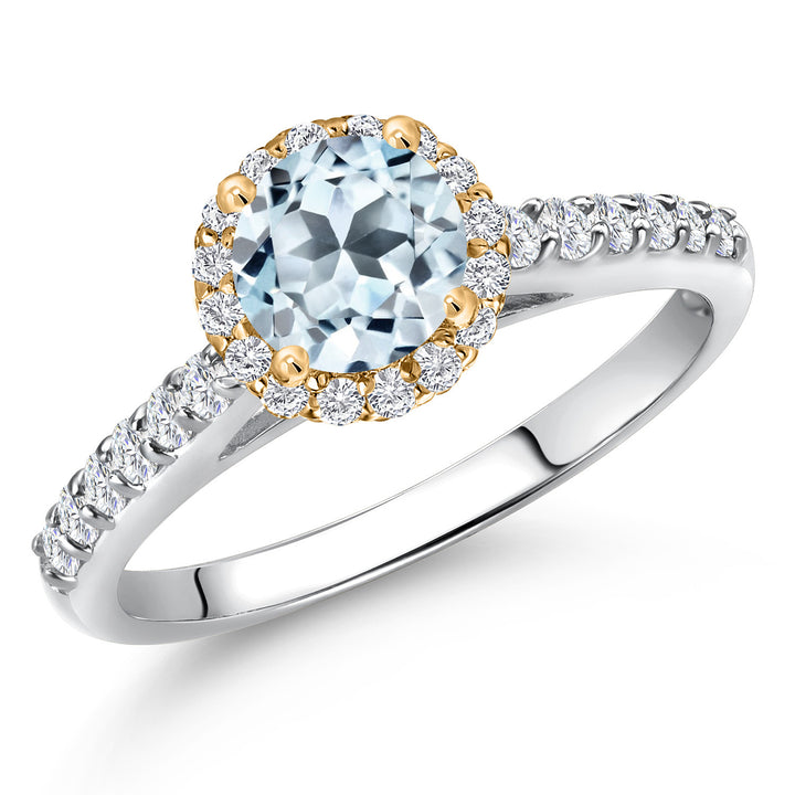 Sky Blue Topaz - November_5_Ring in 10K Two Tone Gold
