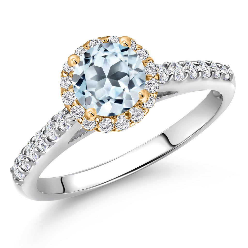 Sky Blue Topaz - November_7_Ring in 10K Two Tone Gold