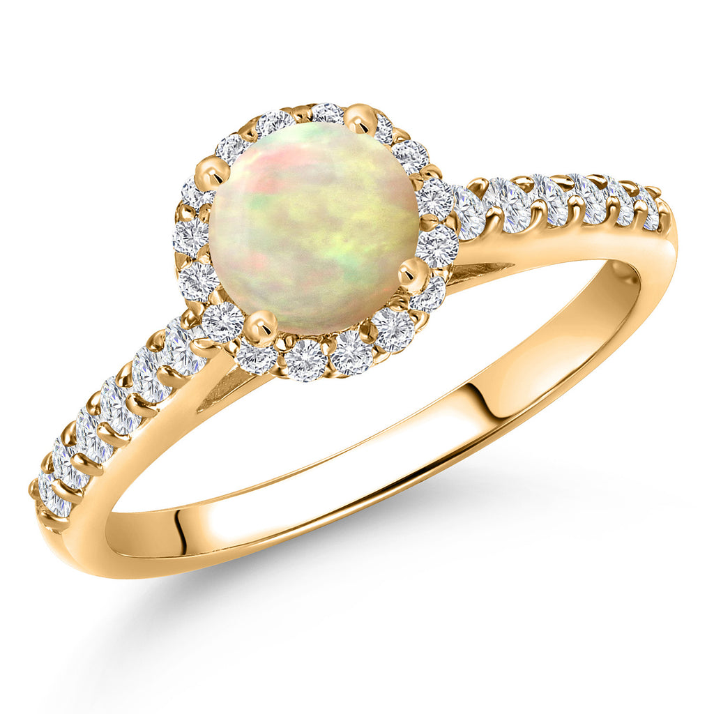 Ethiopian Opal-Cabochon - October_6_Ring in 10K Yellow Gold