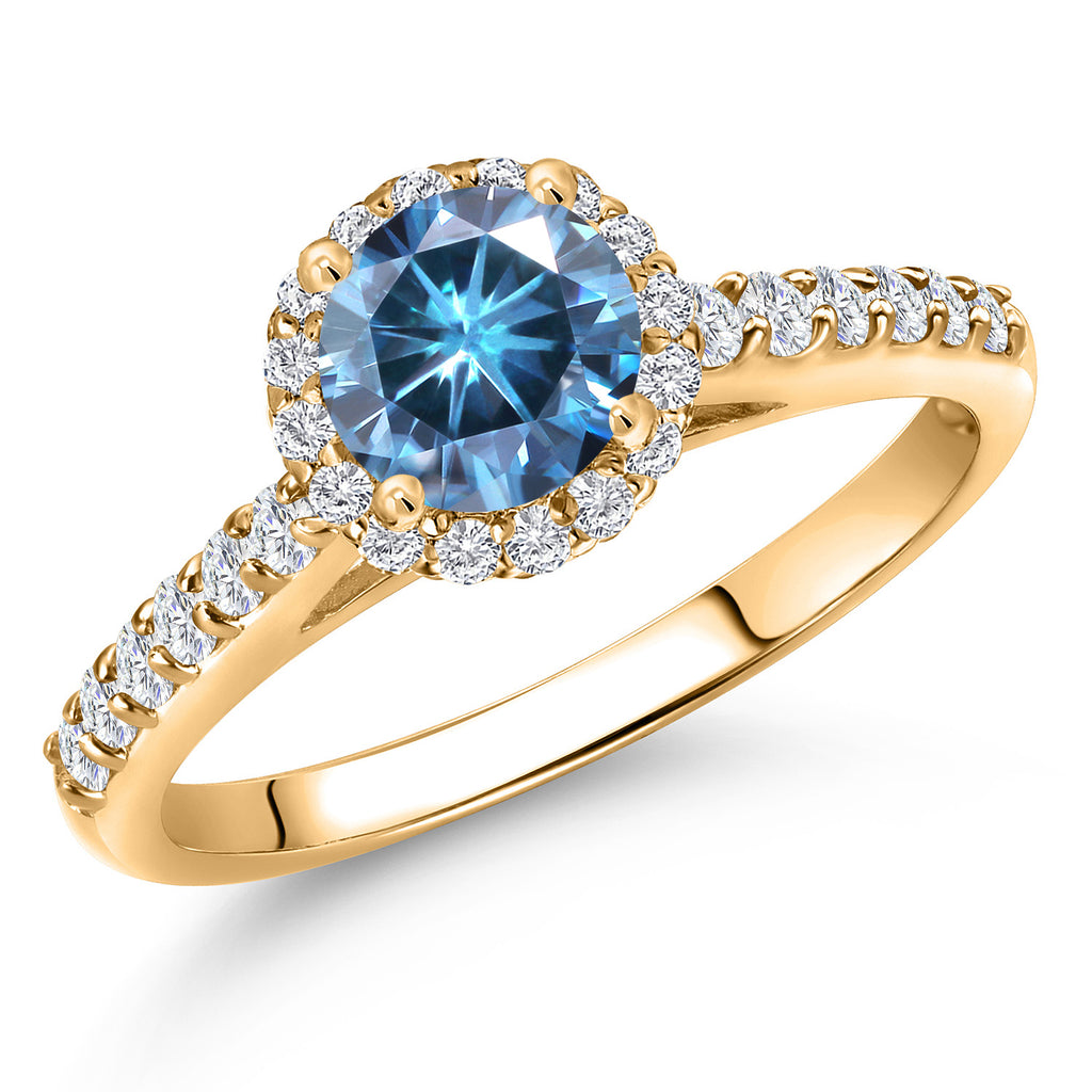 Persian Blue Moissanite - April_9_Ring in 10K Yellow Gold