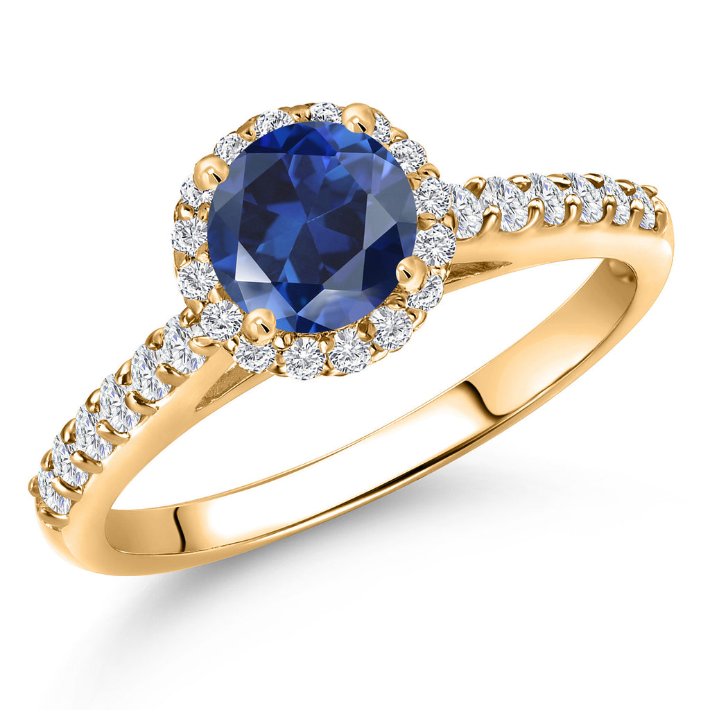 Blue Created Sapphire - September_8_Ring in 10K Yellow Gold