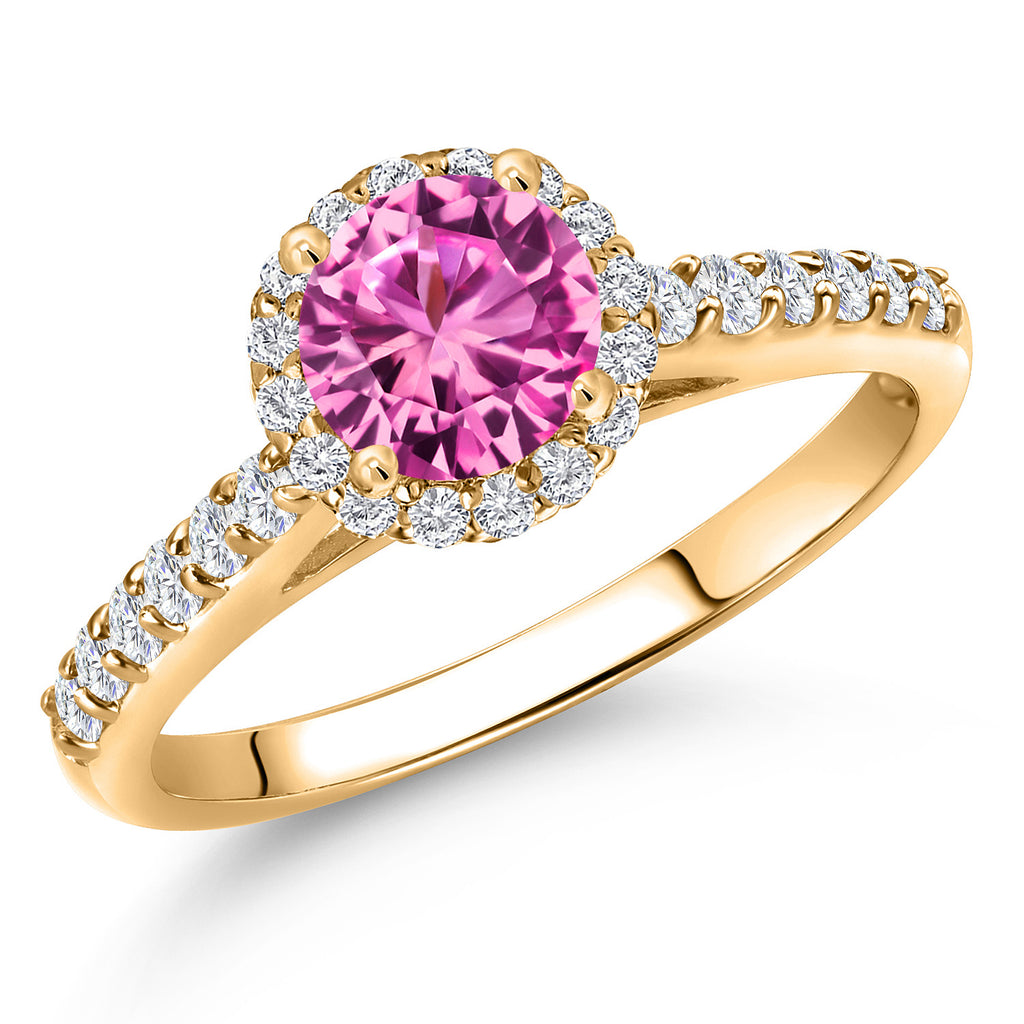 Pink Created Sapphire - September_5_Ring in 10K Yellow Gold