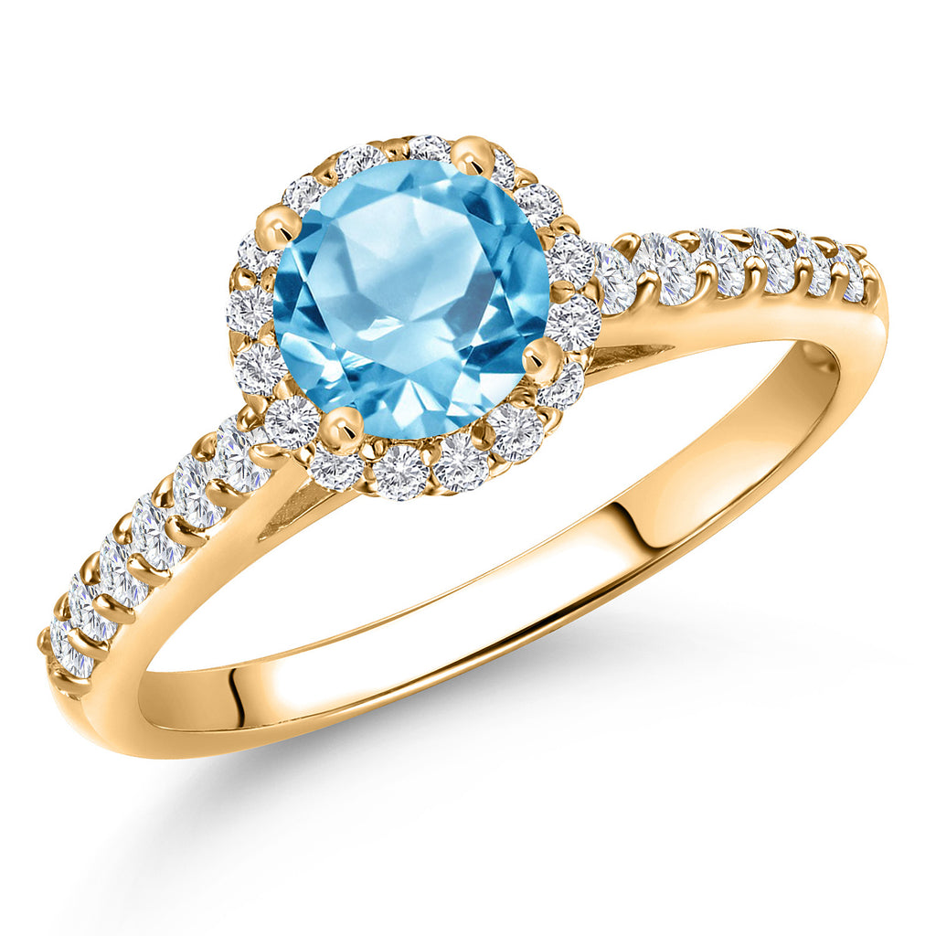 Swiss Blue Topaz - November_8_Ring in 10K Yellow Gold