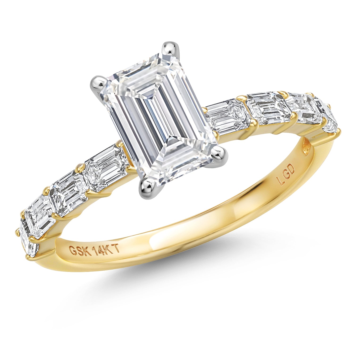 14K Two Tone Gold 1-3 Carat IGI Certified Emerald Cut White Lab Grown Diamond Engagement Ring for Women | F-G Color | VS1 Clarity | Wedding Anniversary Gold Ring For Women | Available In Size 5 to 9