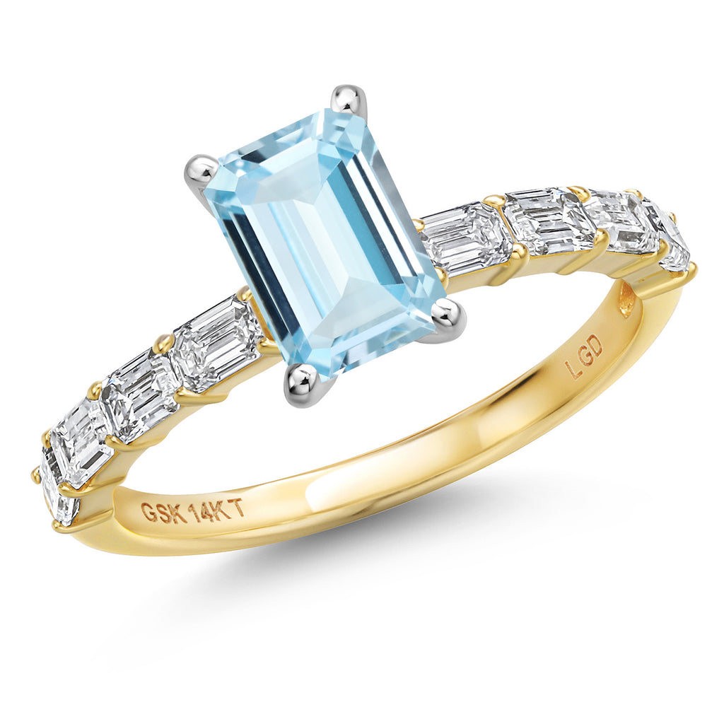 Aquamarine - March_7_Ring in 14K Two Tone Gold