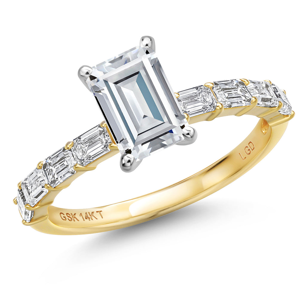 White Moissanite - April_8_Ring in 14K Two Tone Gold