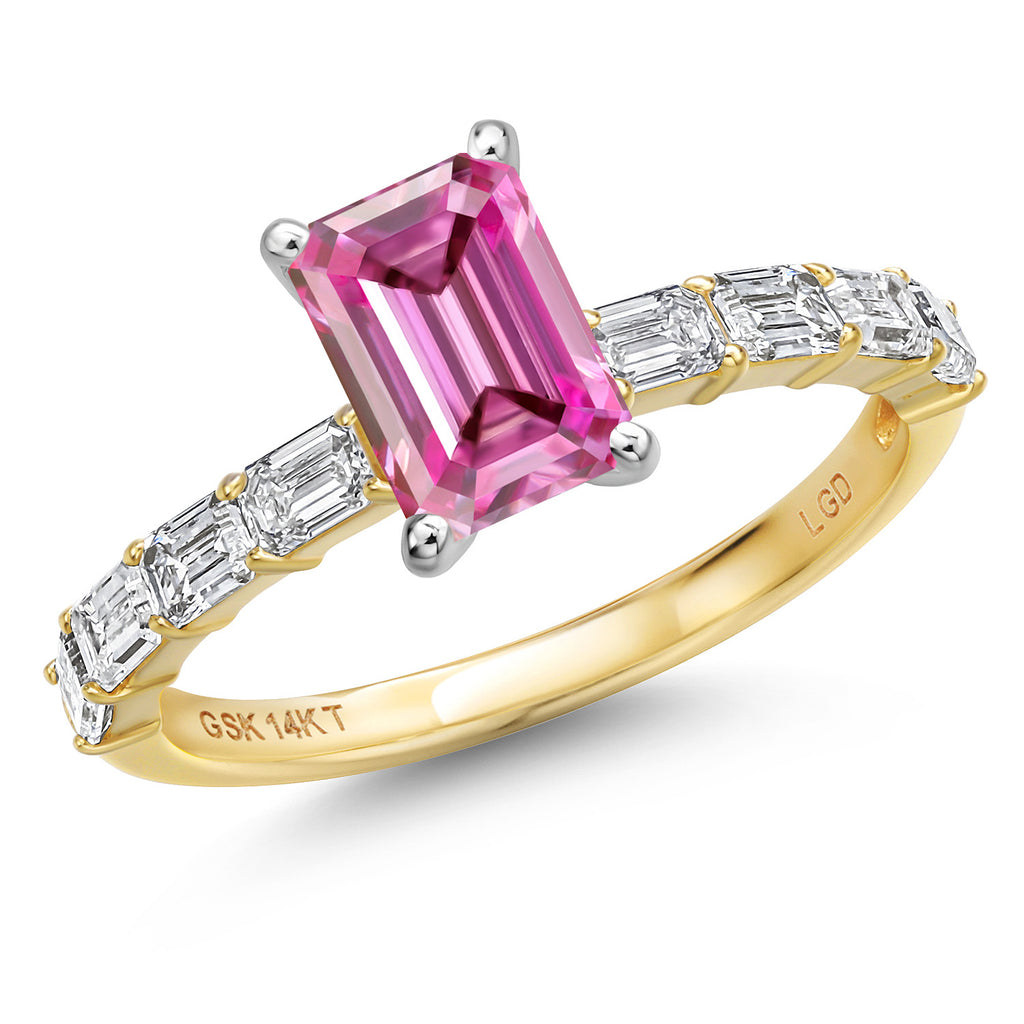 Pink Moissanite - April_6_Ring in 14K Two Tone Gold