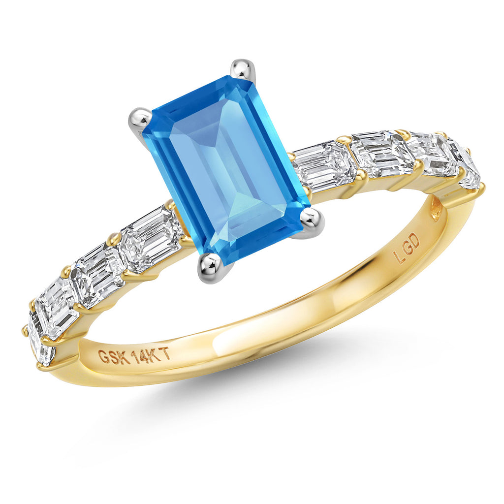 Swiss Blue Topaz - November_5_Ring in 14K Two Tone Gold