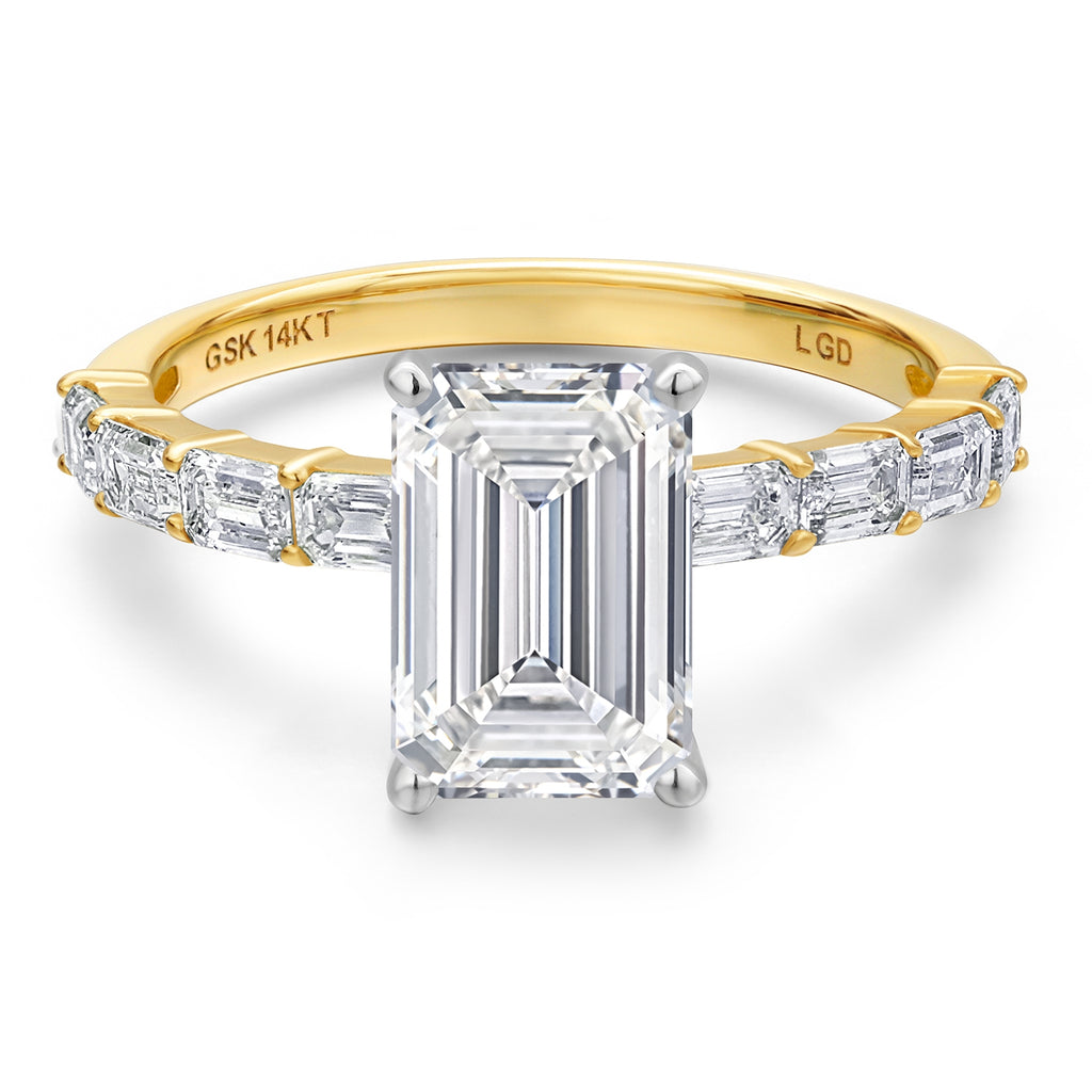 D - E and DEF_Center 3ct_5_Ring in 14K Two Tone Gold