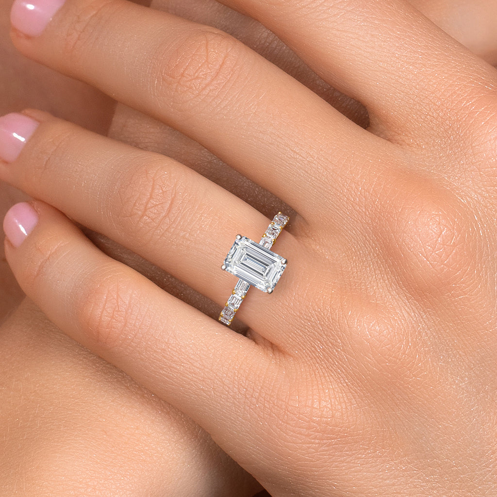 D - E and DEF_Center 3ct_5_Ring in 14K Two Tone Gold