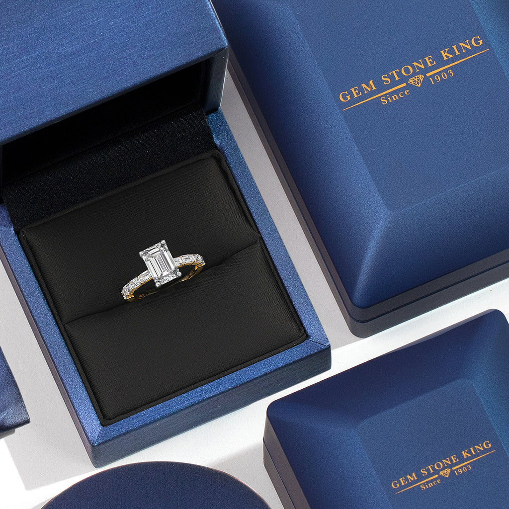 D - E and DEF_Center 3ct_5_Ring in 14K Two Tone Gold