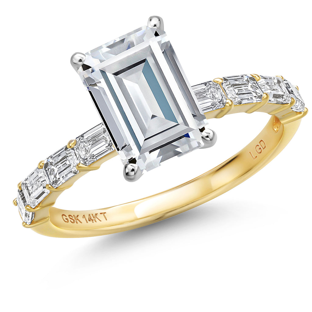 White Moissanite - April_7_Ring in 14K Two Tone Gold