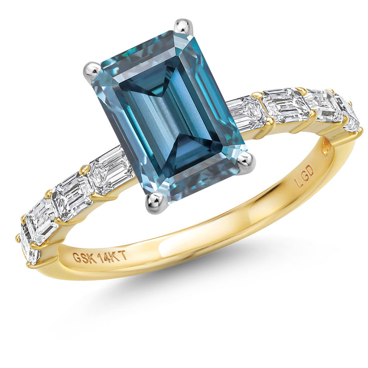 Persian Blue Moissanite - April_5_Ring in 14K Two Tone Gold