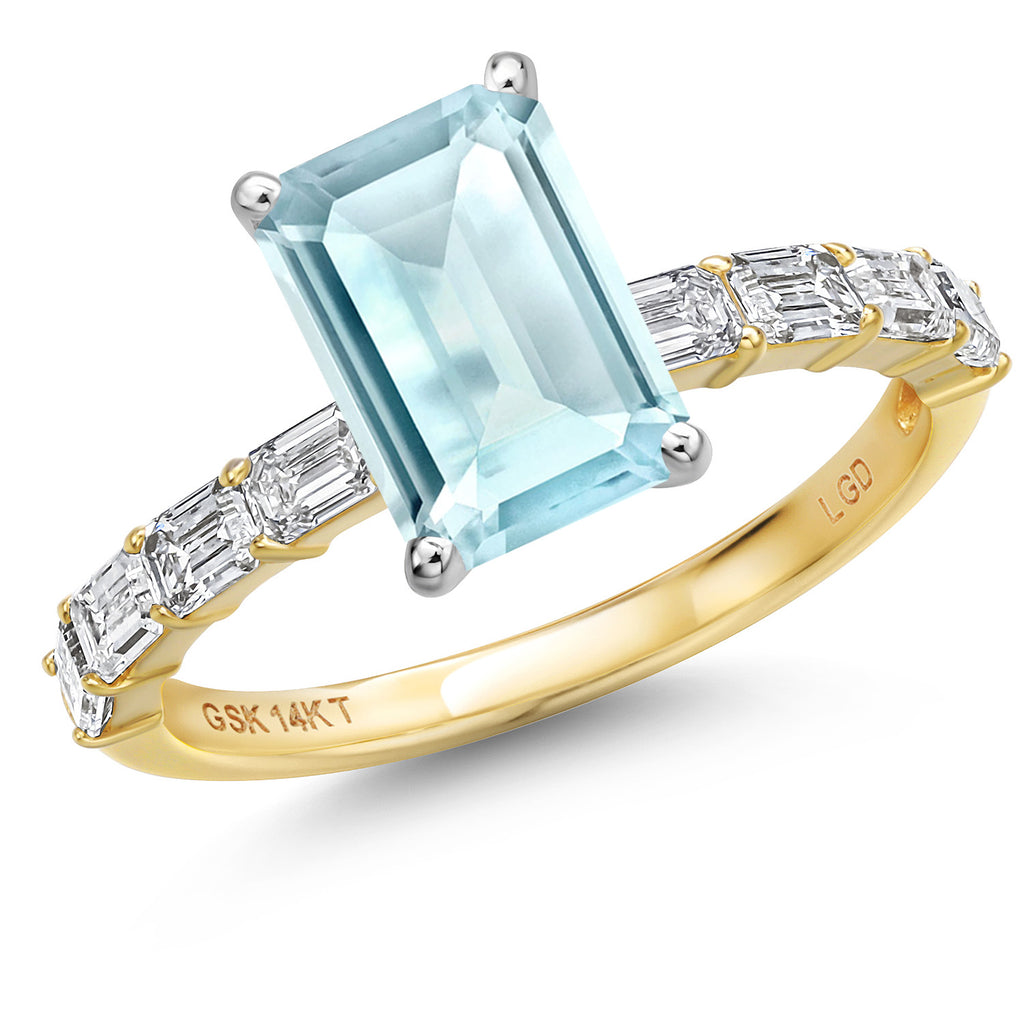 Sky Blue Topaz - November_7_Ring in 14K Two Tone Gold