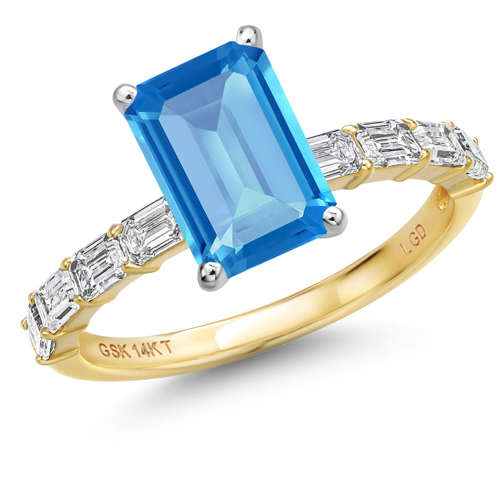 Swiss Blue Topaz - November_5_Ring in 14K Two Tone Gold
