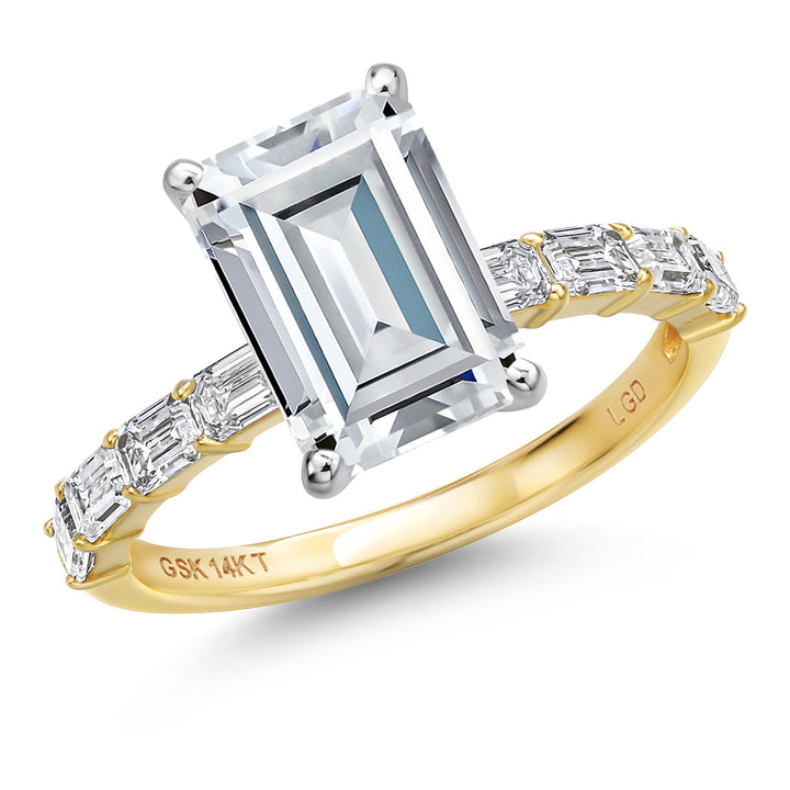 White Moissanite - April_5_Ring in 14K Two Tone Gold