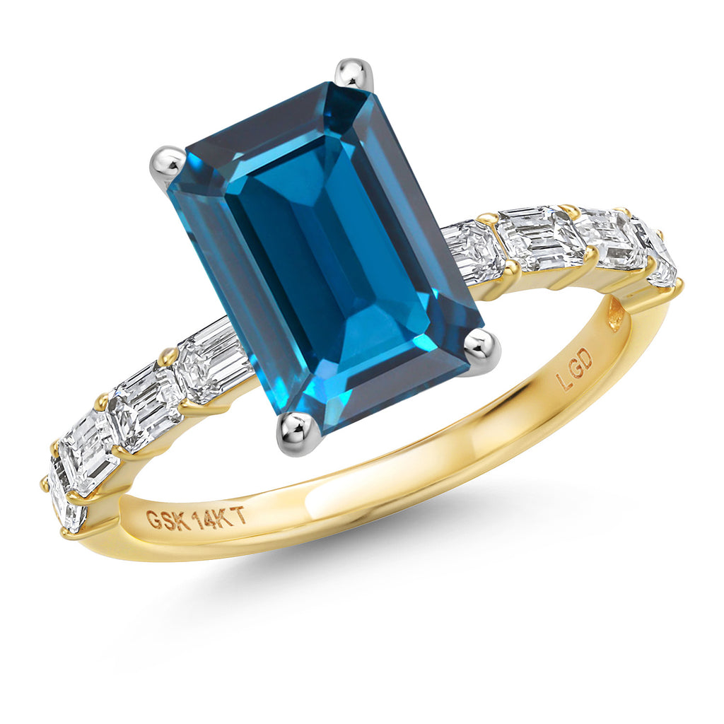 London Blue Topaz - November_9_Ring in 14K Two Tone Gold
