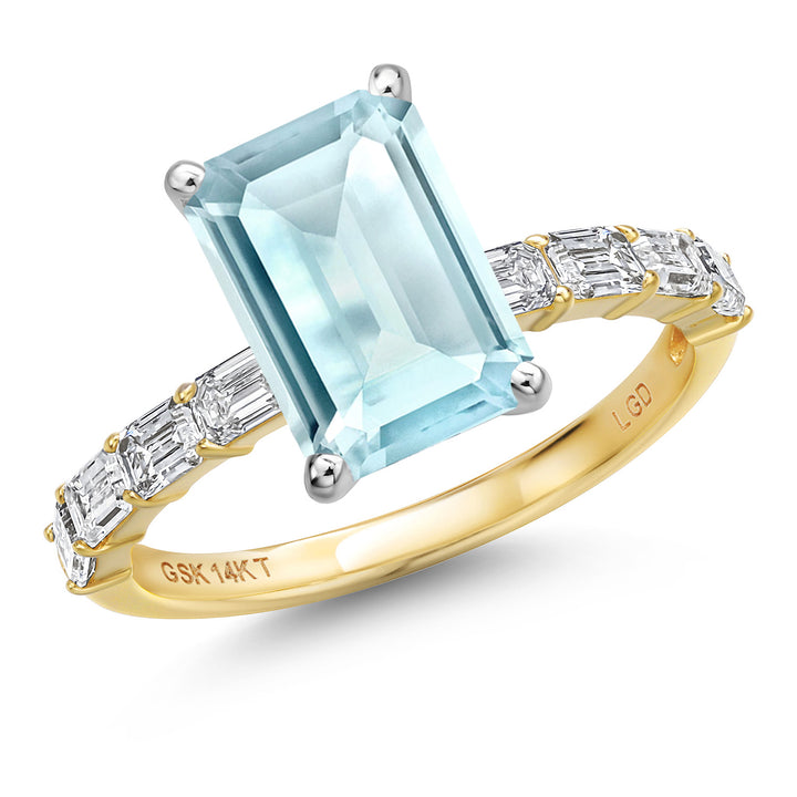 Sky Blue Topaz - November_5_Ring in 14K Two Tone Gold