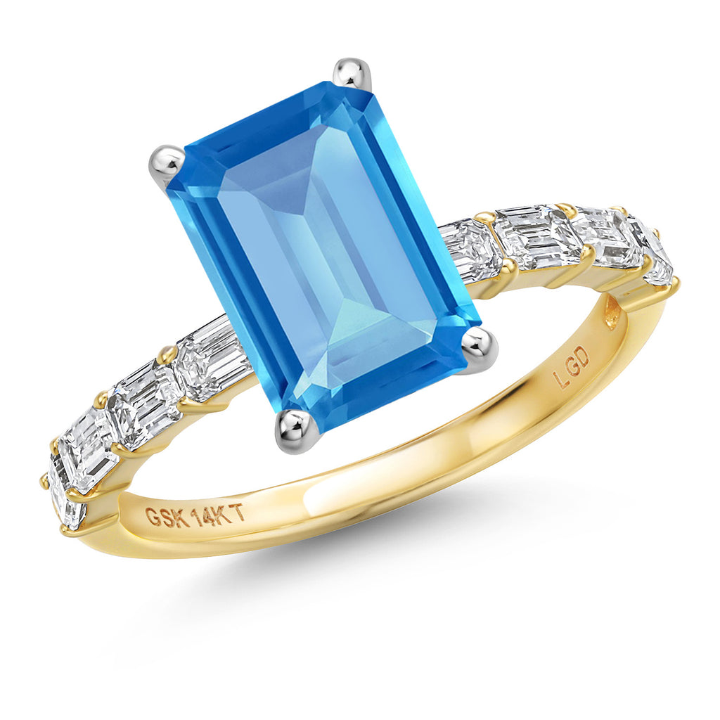 Swiss Blue Topaz - November_6_Ring in 14K Two Tone Gold