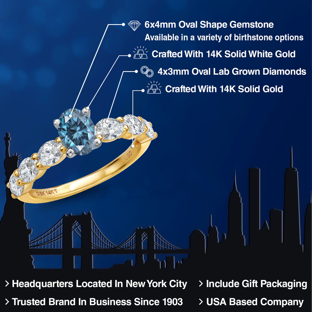 Created Moissanite and Lab Grown Diamond_Ring in 14K Two Tone Gold