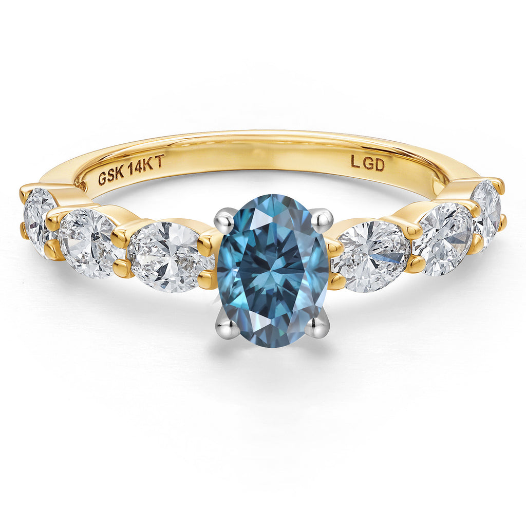 Created Moissanite and Lab Grown Diamond_Ring in 14K Two Tone Gold