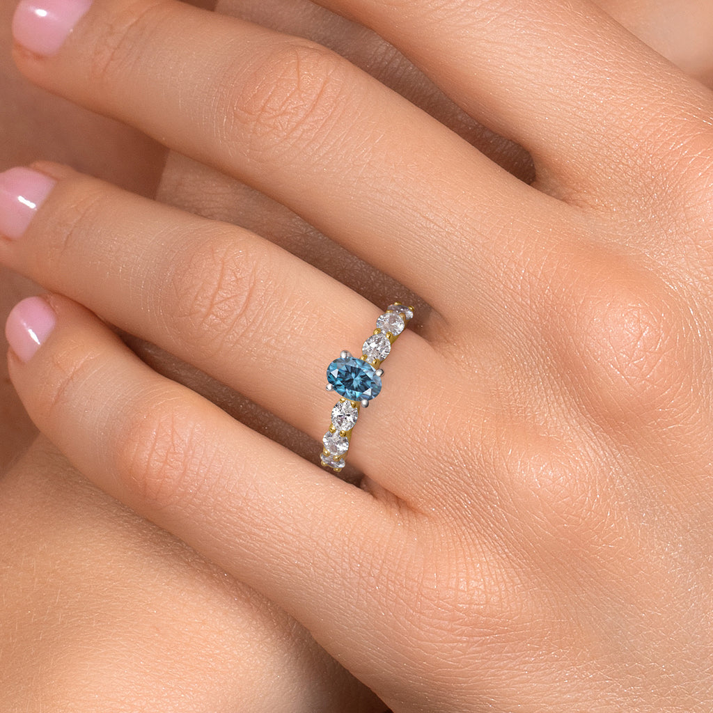 Created Moissanite and Lab Grown Diamond_Ring in 14K Two Tone Gold