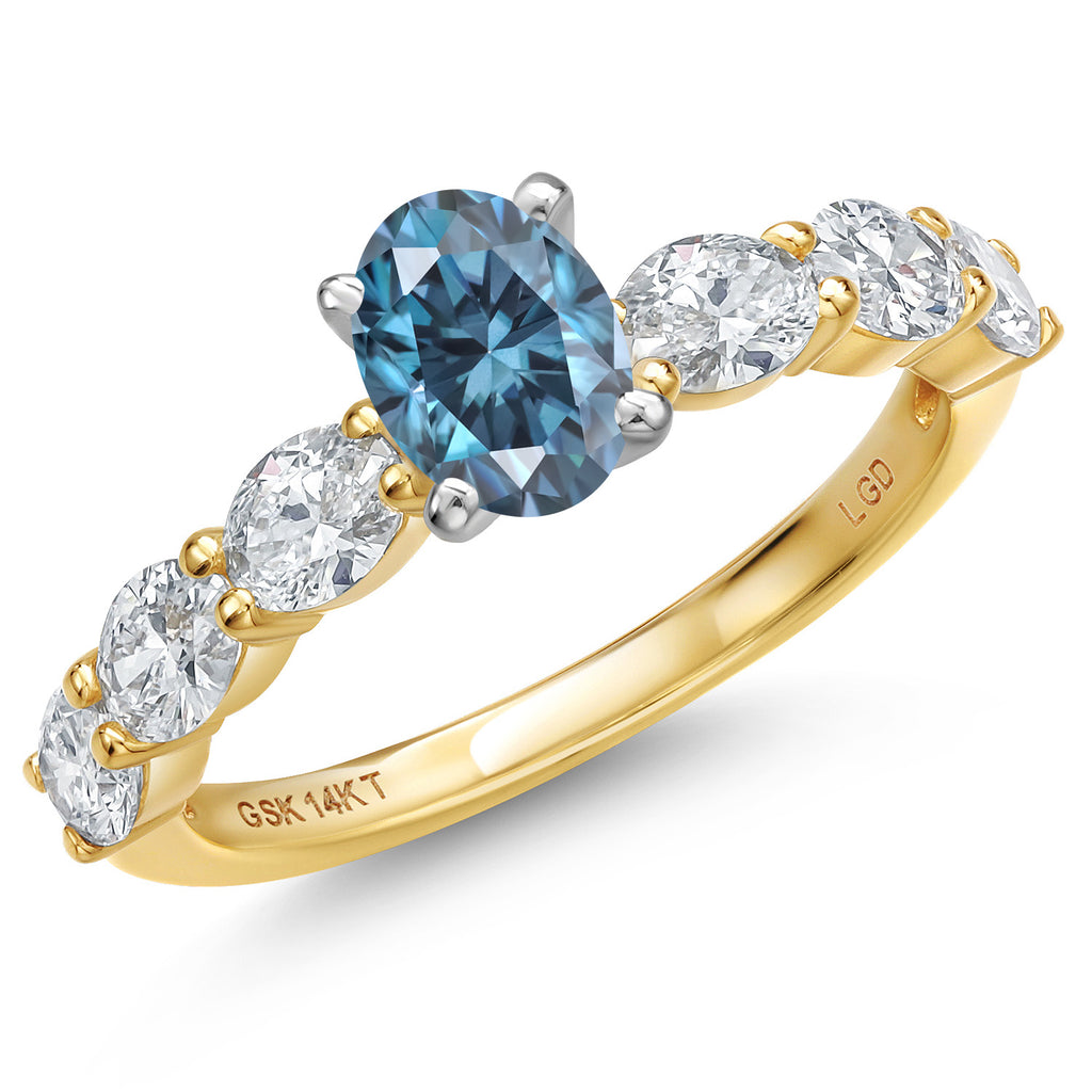 Created Moissanite and Lab Grown Diamond_8_Ring in 14K Two Tone Gold