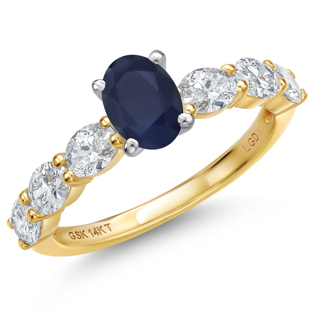 Blue Sapphire - September_8_Ring in 14K Two Tone Gold