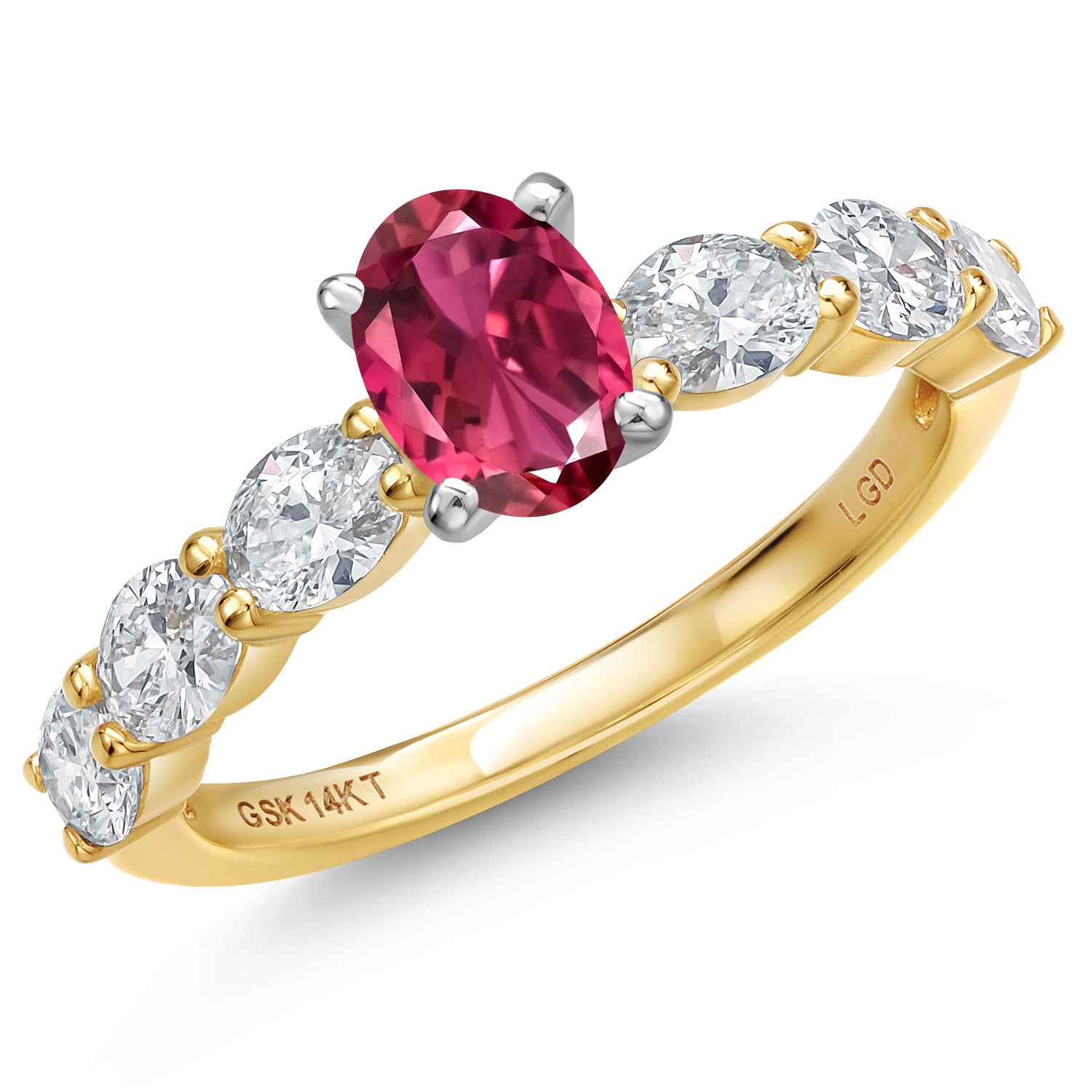 Pink Tourmaline - October_8_Ring in 14K Two Tone Gold