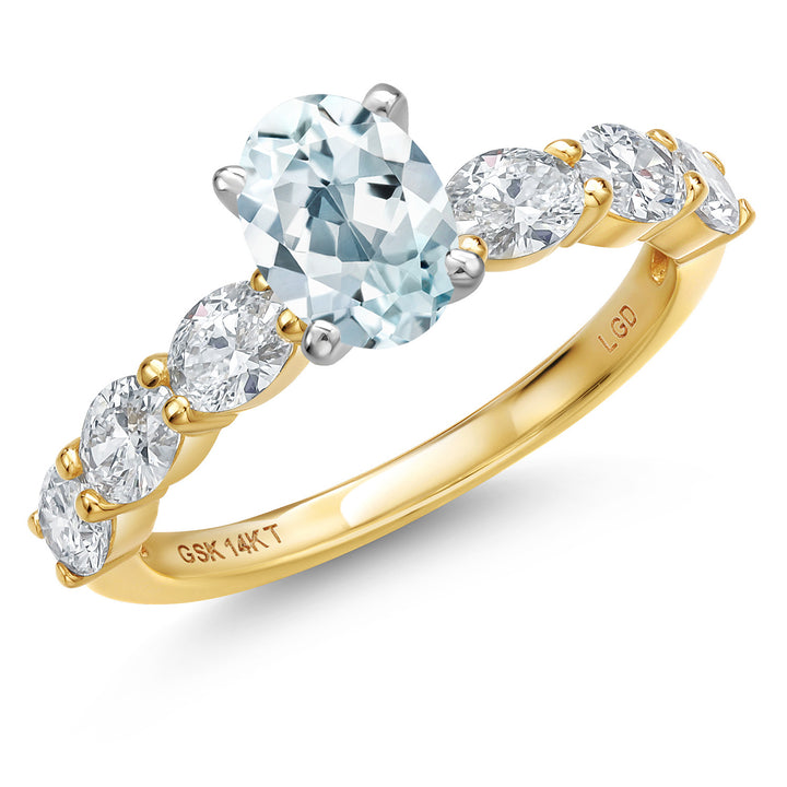 Aquamarine - March_5_Ring in 14K Two Tone Gold