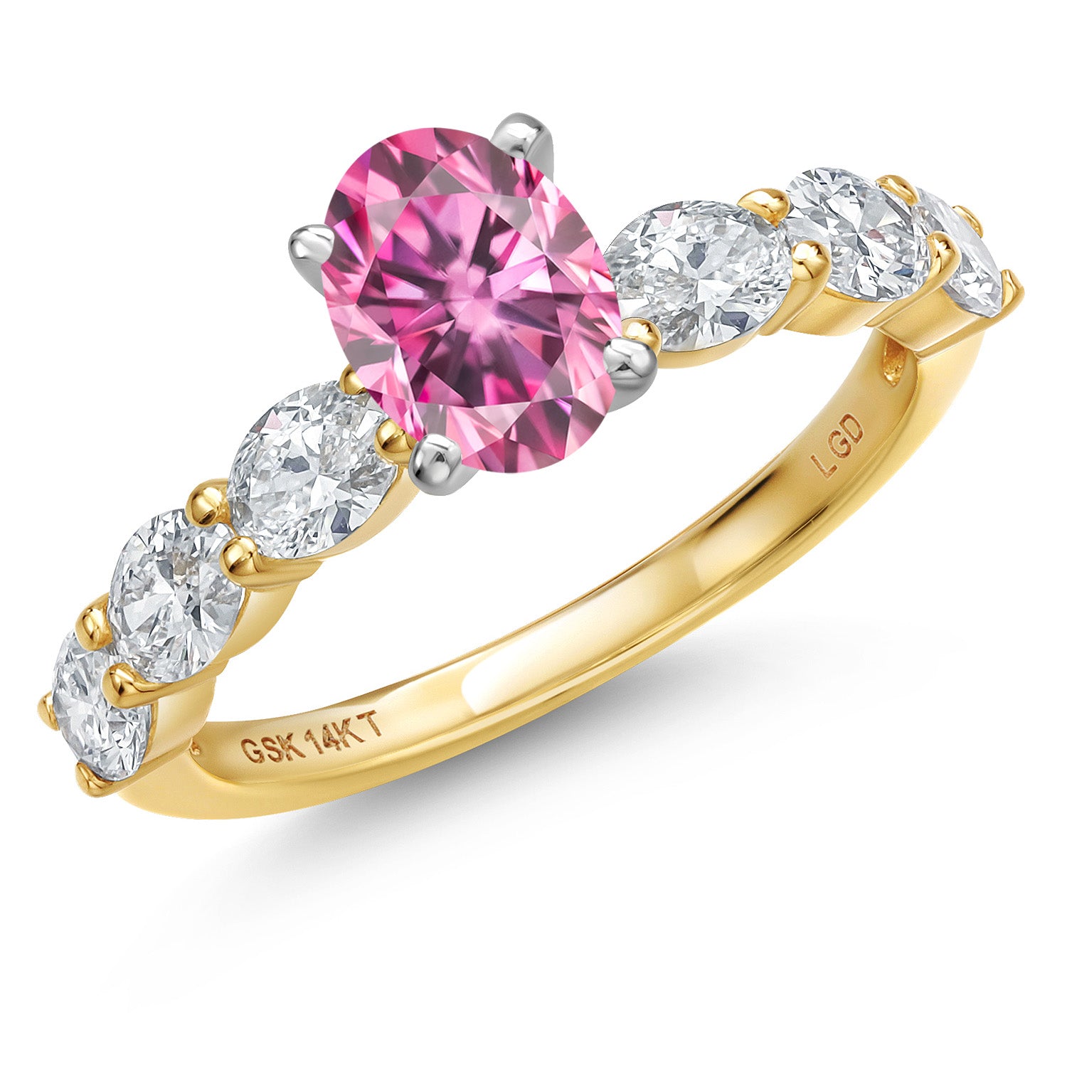 Pink Moissanite - April_7_Ring in 14K Two Tone Gold