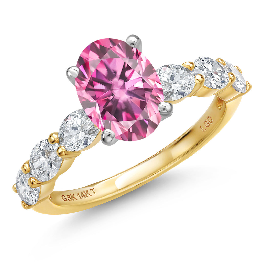 Pink Moissanite - April_7_Ring in 14K Two Tone Gold