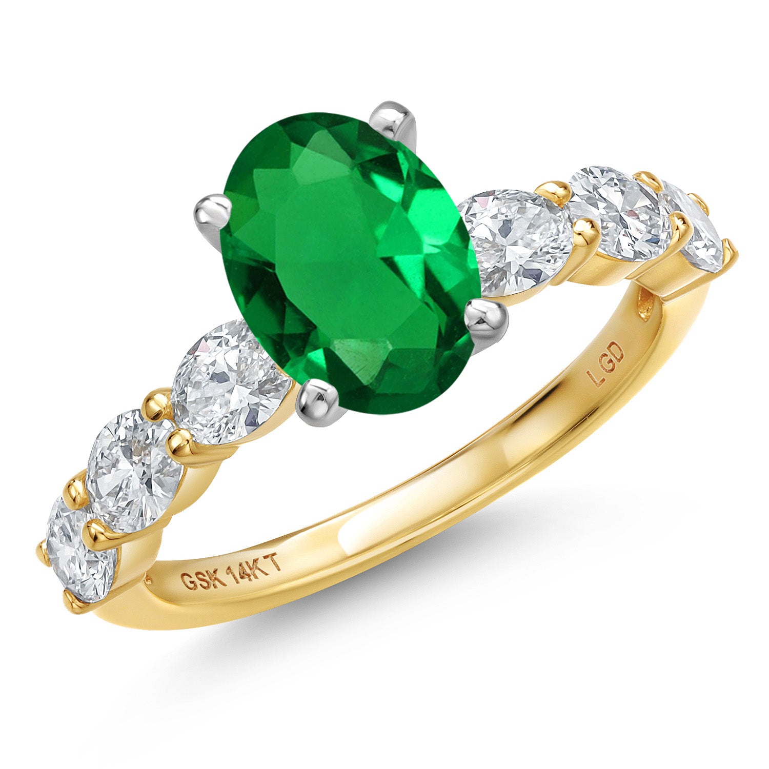 Nano Emerald - May_8_Ring in 14K Two Tone Gold