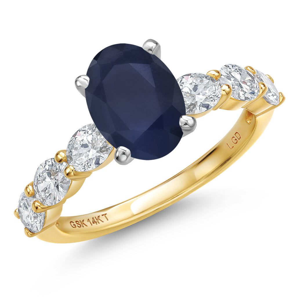 Blue Sapphire - September_8_Ring in 14K Two Tone Gold