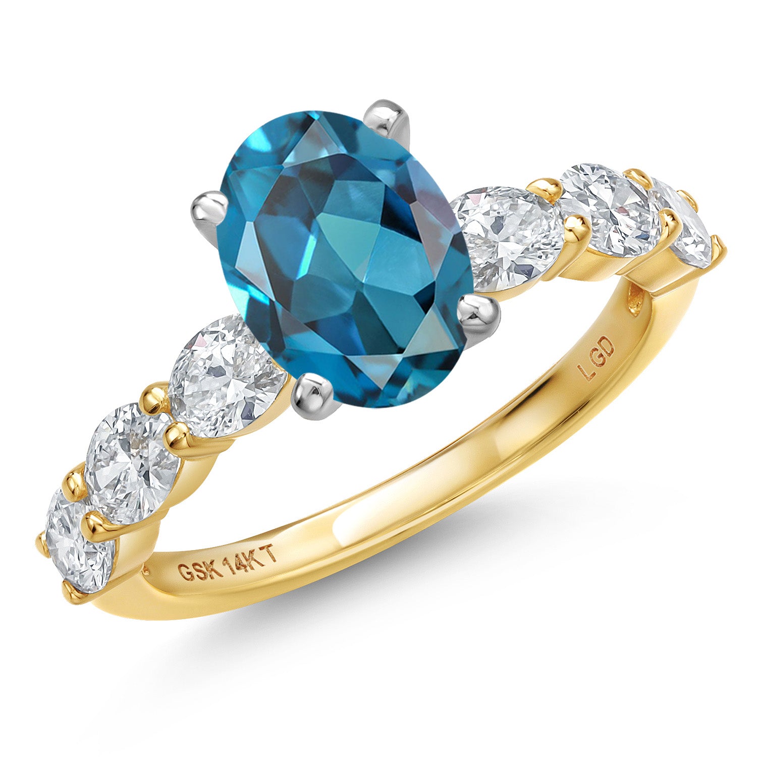 London Blue Topaz - November_7_Ring in 14K Two Tone Gold