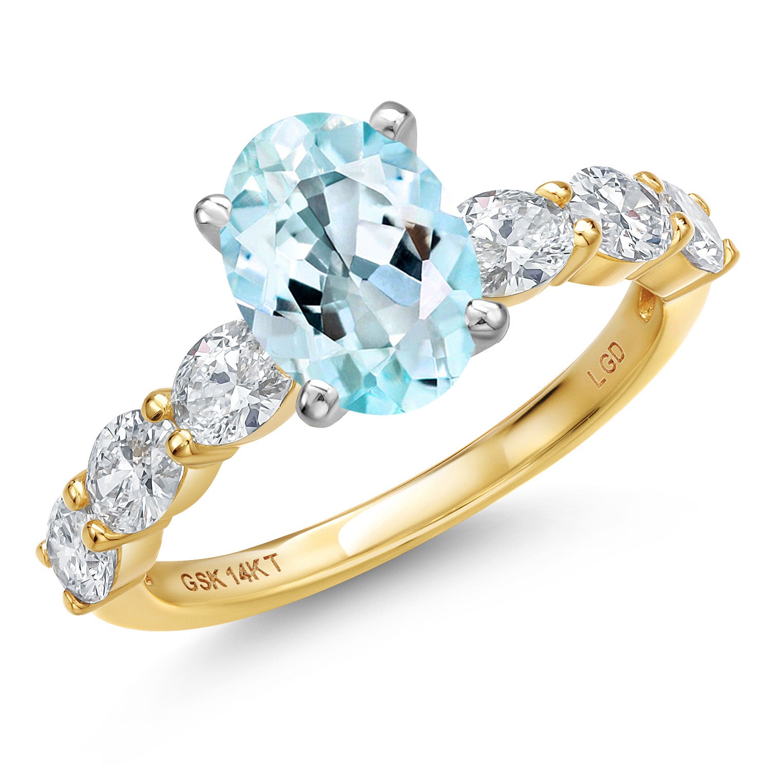 Sky Blue Topaz - November_8_Ring in 14K Two Tone Gold