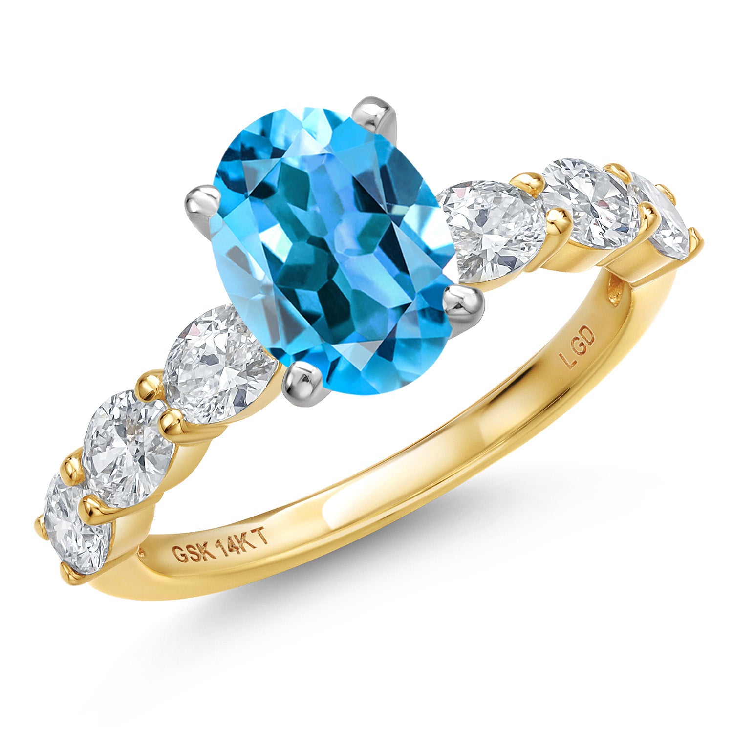 Swiss Blue Topaz - November_8_Ring in 14K Two Tone Gold